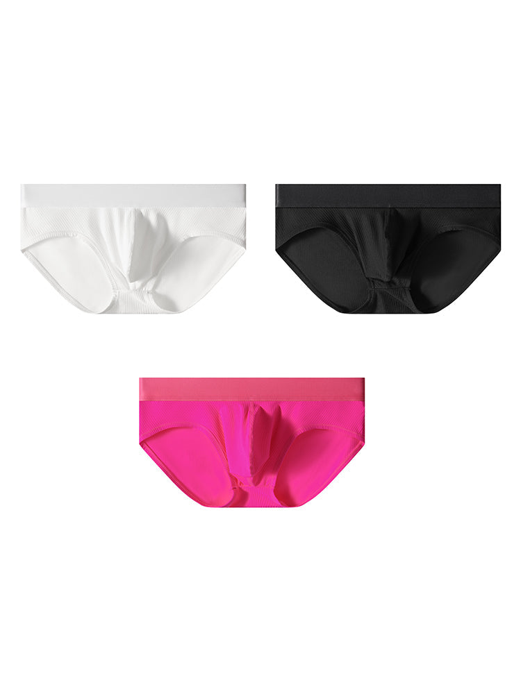 3 Pack Men's Solid Color Large U-Pouch Sporty Cut Odor-Resistant Soft Briefs | dmunderwear variant image