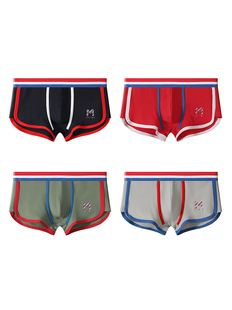 3 Pack Men's Solid Color Mid-Rise Breathable Antibacterial Sporty Cut Trunks | dmunderwear variant image