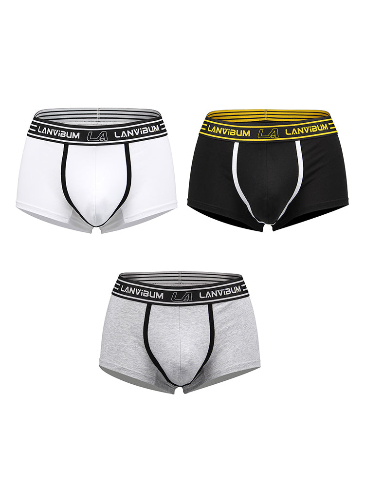 3 Pack Men's Solid Color Odor-Resistant Soft Supportive Pouch Trunks | dmunderwear detail image 17