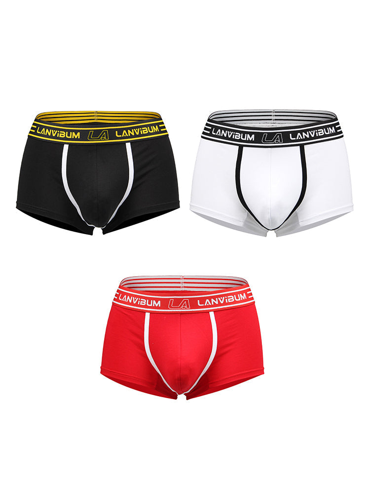 3 Pack Men's Solid Color Odor-Resistant Soft Supportive Pouch Trunks | dmunderwear variant image