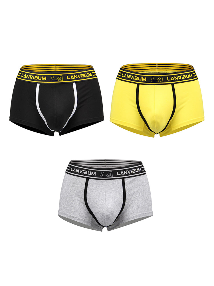 3 Pack Men's Solid Color Odor-Resistant Soft Supportive Pouch Trunks | dmunderwear detail image 7