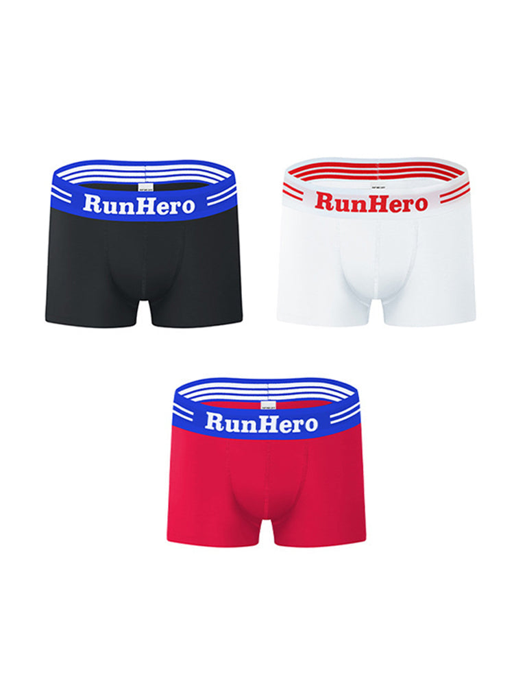 3 Pack Men's Solid Color Sports Breathable Cotton Large Pouch Boxer Briefs | dmunderwear variant image