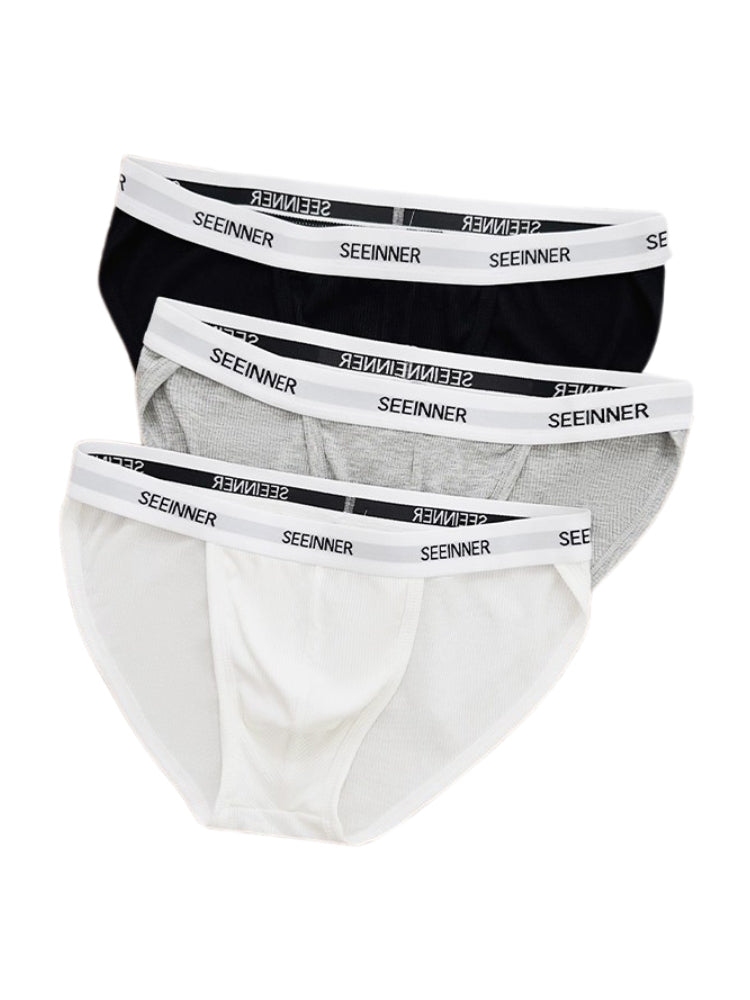 3 Pack Men's Sporty Cut Comfy Waistband Moisture-Wicking Briefs | dmunderwear detail image 1