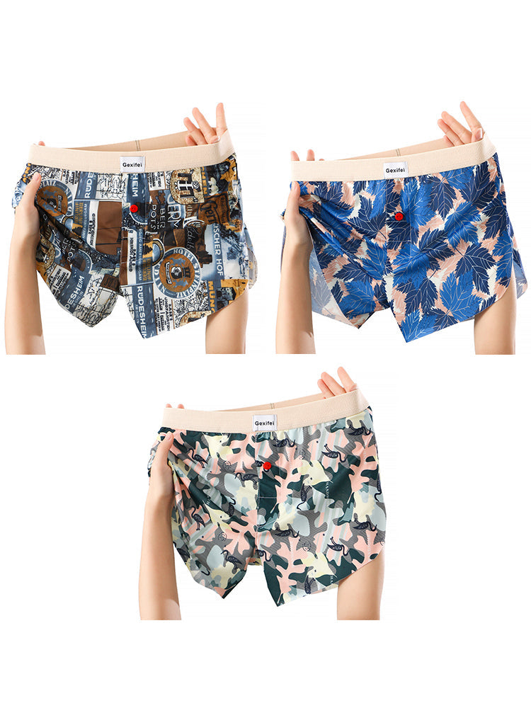 3 Pack Men's Trendy Print Ice Silk & Breathable Casual Style Boxers Shorts | dmunderwear variant image