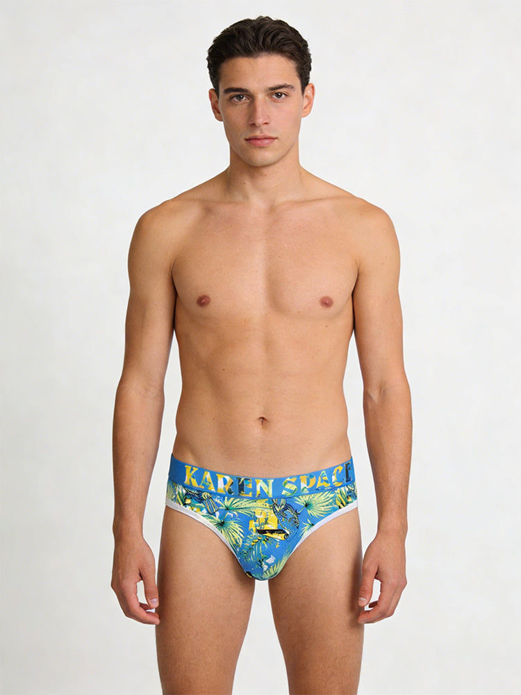 3 Pack Men's Trendy Prints Comfort U-Pouch Design Mesh Breathable Thongs | dmunderwear detail image 1