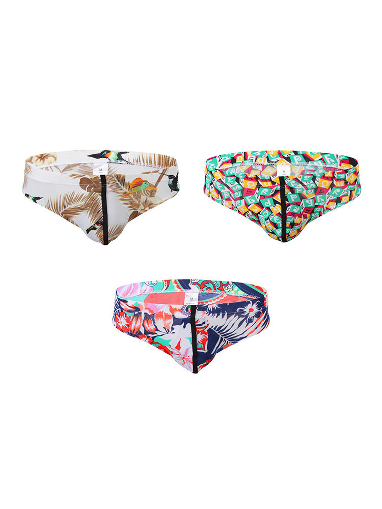 3 Pack Men's Trendy Prints Sexy Day-Long Comfort Cooling Touch Briefs | dmunderwear variant image