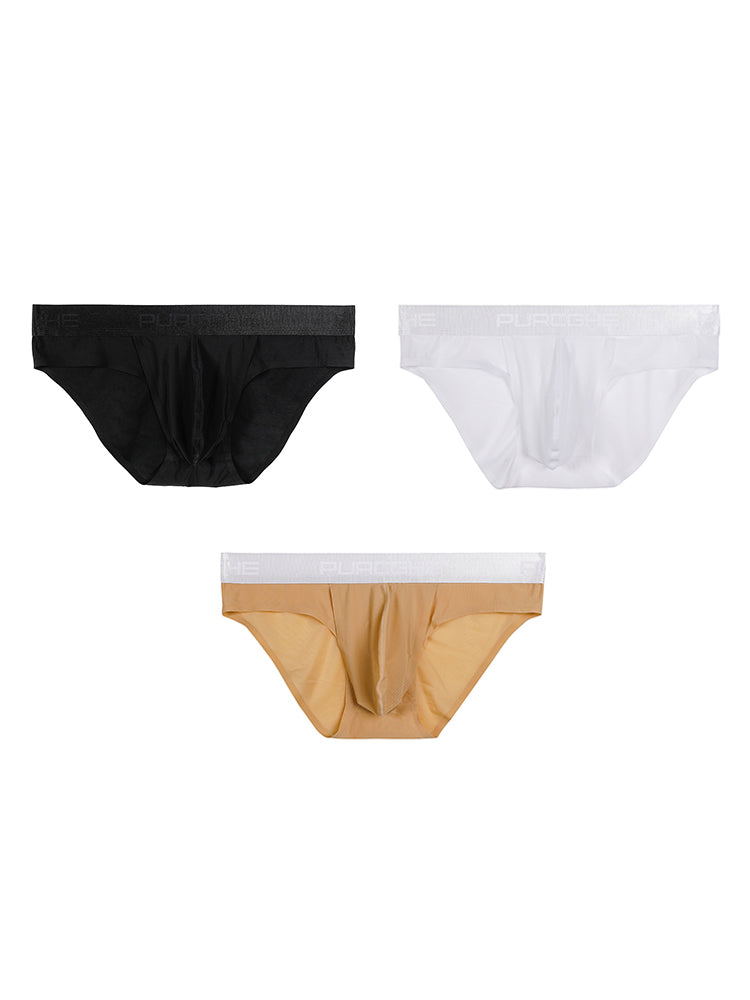 3 Pack Men's Ultra-Sheer Ice Silk Low-Rise Seamless Quick-Dry Briefs | dmunderwear variant image