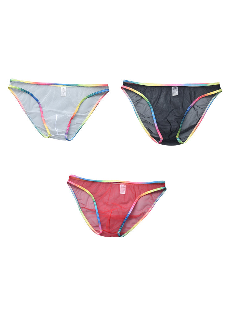 3-pack Men's Ultra-sheer Rainbow-edge Mesh Briefs | dmunderwear variant image
