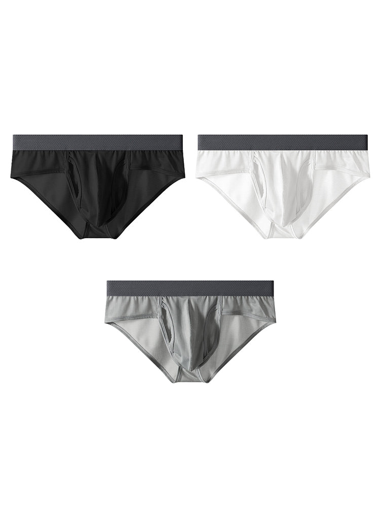 3 Pack Men's Ultra-Soft Breathable Mesh Ice Silk Briefs | dmunderwear variant image