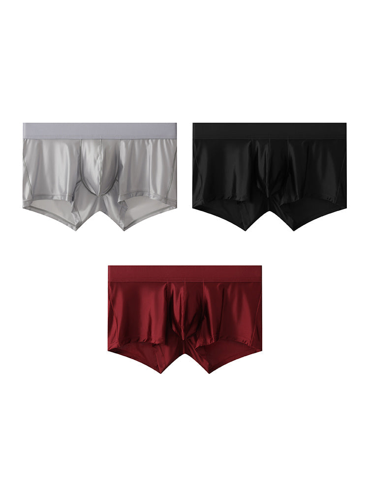 3 Pack Men's Wide Elastic Waistband Solid Color Enhancing Pouch Trunks | dmunderwear variant image