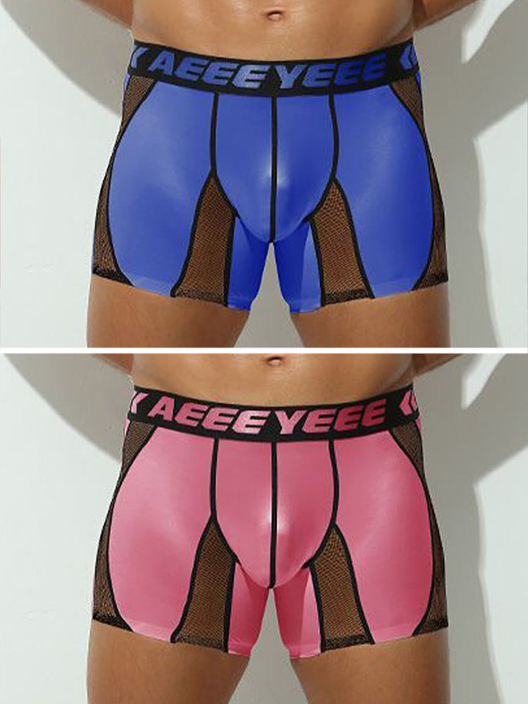 2 Pack Men's Workout Anti-Chafing Quick-Dry & Breathable Mesh Stretch Boxer Briefs | dmunderwear variant image