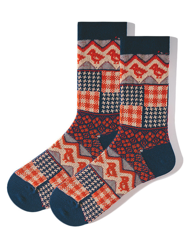3 Pack Retro Ethnic Jacquard Calf Socks | dmunderwear variant image