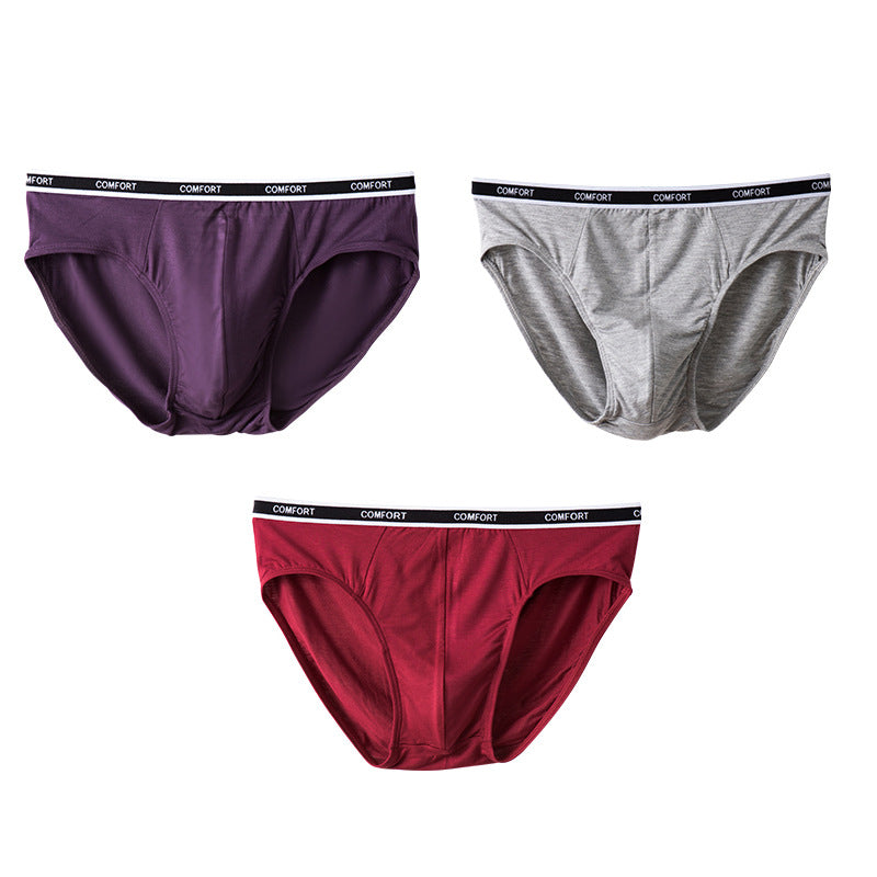 3 Pcs Modal Soft Breathable Solid Men's Briefs Set | dmunderwear variant image