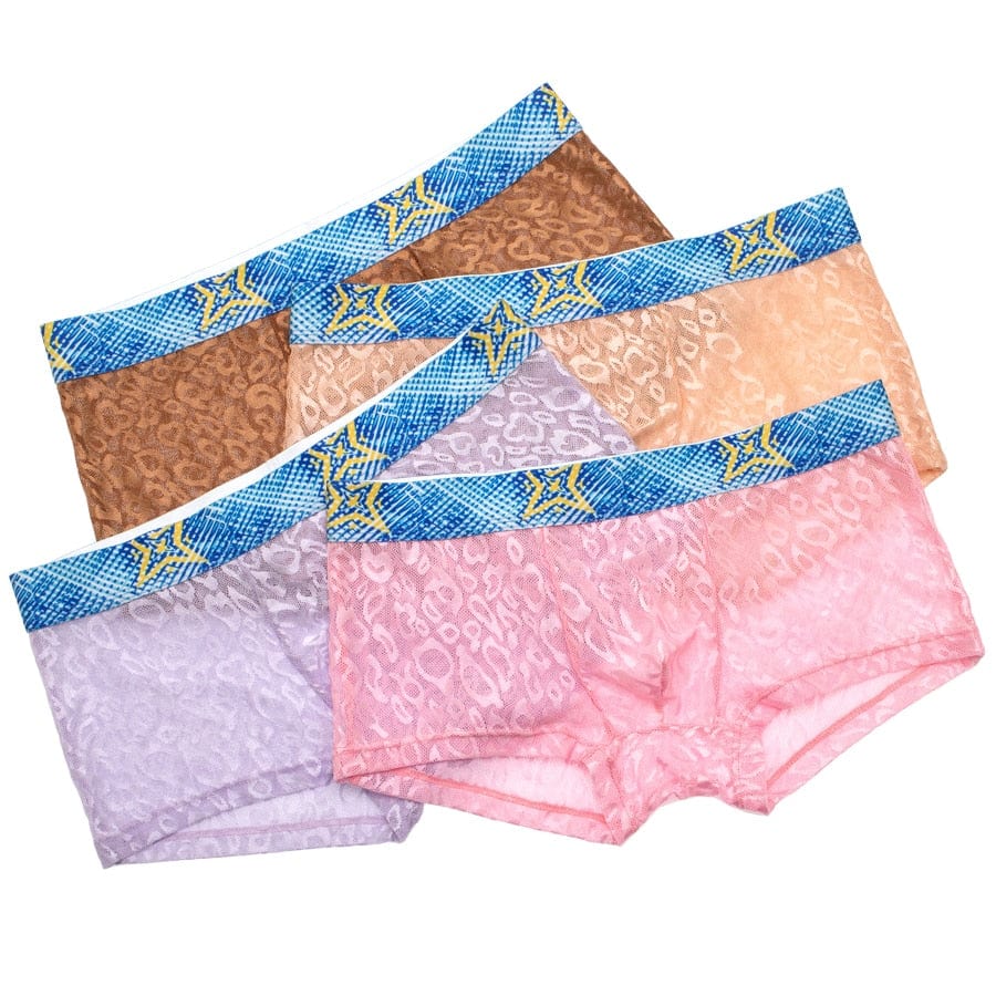 4 Pack Bold Leopard Lace Trunks | dmunderwear