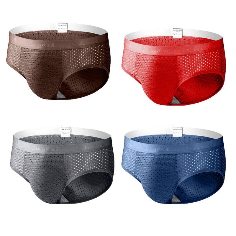 4 Pack Breathable Ice Silk Antibacterial Men's Briefs | dmunderwear variant image