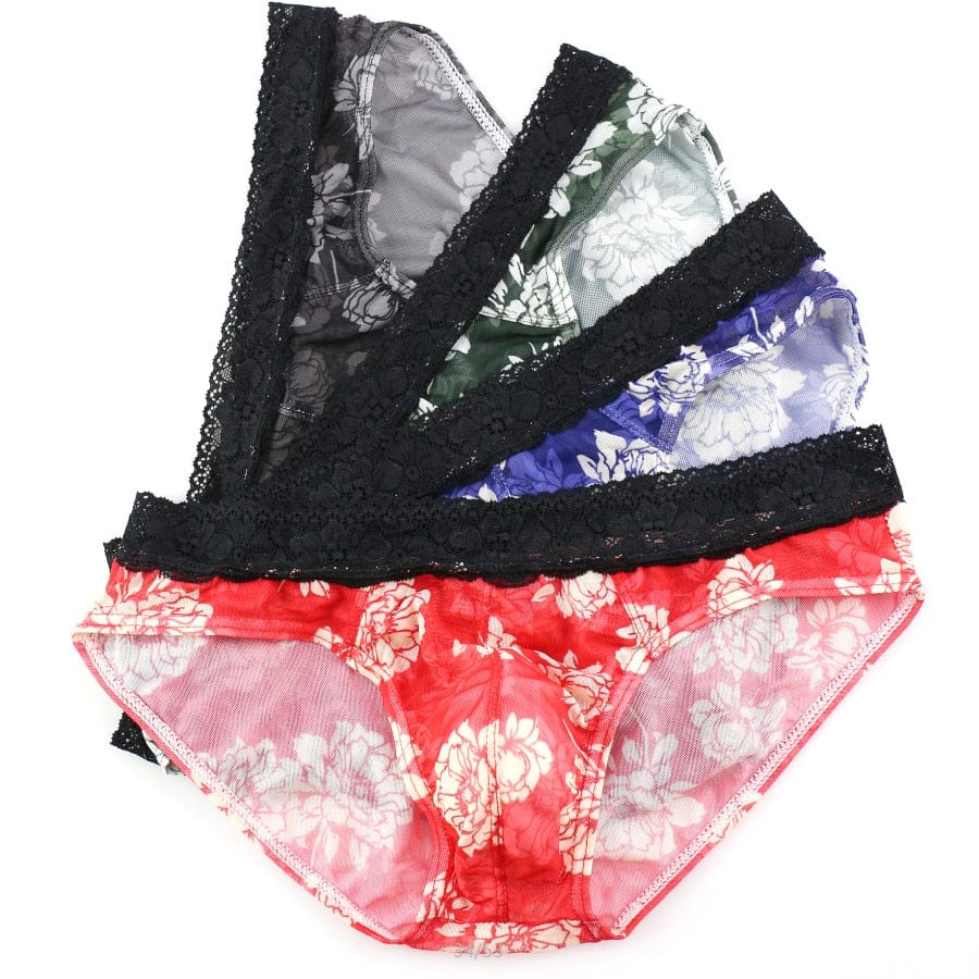 4 Pack Lace Flower Briefs | dmunderwear