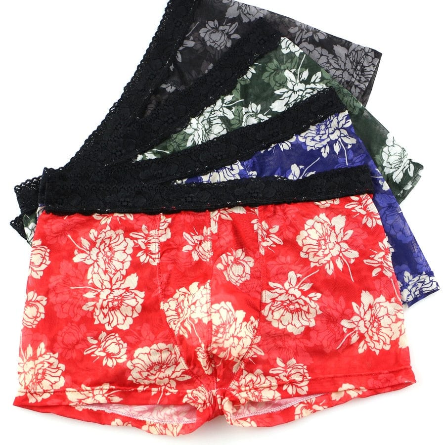 4 Pack Lace Flower Trunks | dmunderwear