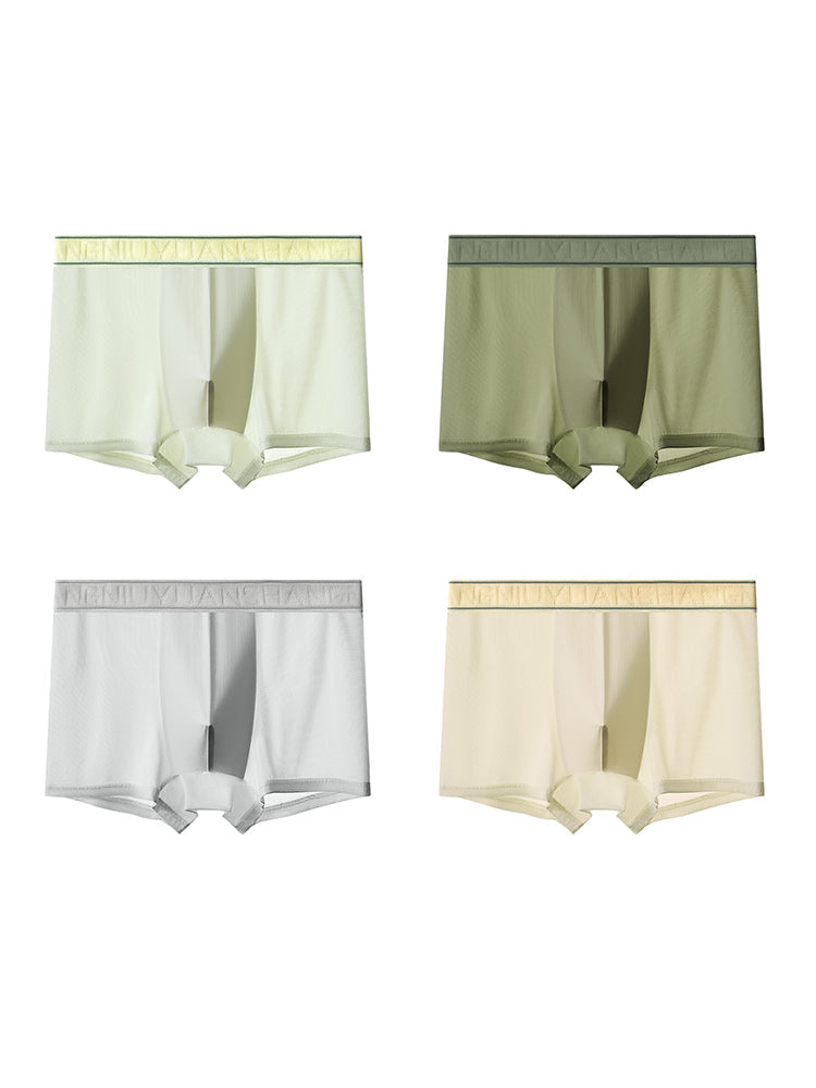 4 Pack Men's Antibacterial Comfy Waistband Ice Silk Trunks | dmunderwear variant image