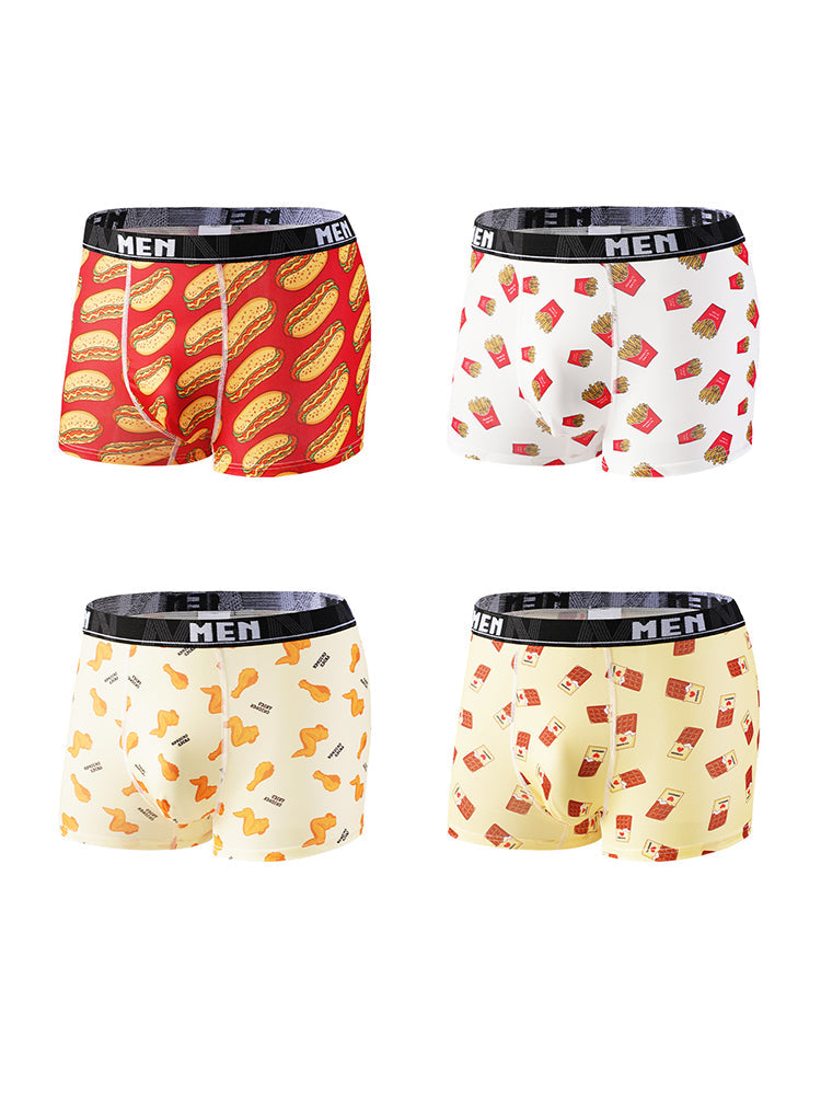 4 Pack Men's Bold Prints Mid-Rise Seamless Comfort Trunks | dmunderwear variant image
