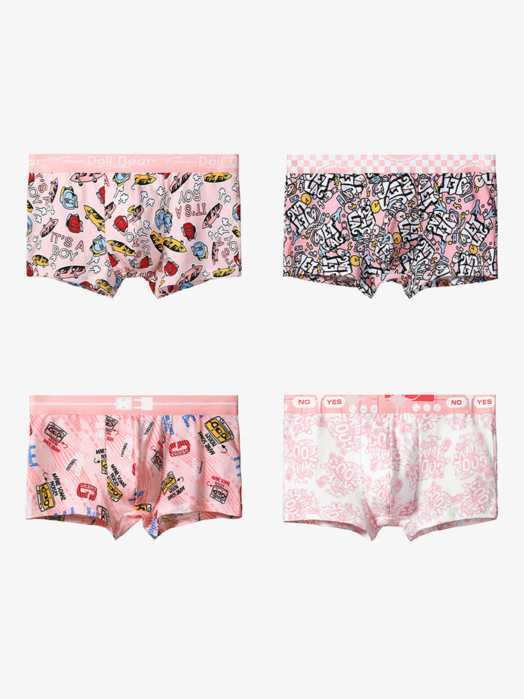 4 Pack Men's Cartoon Cotton Anti-Bacterial Boxer Briefs | dmunderwear variant image