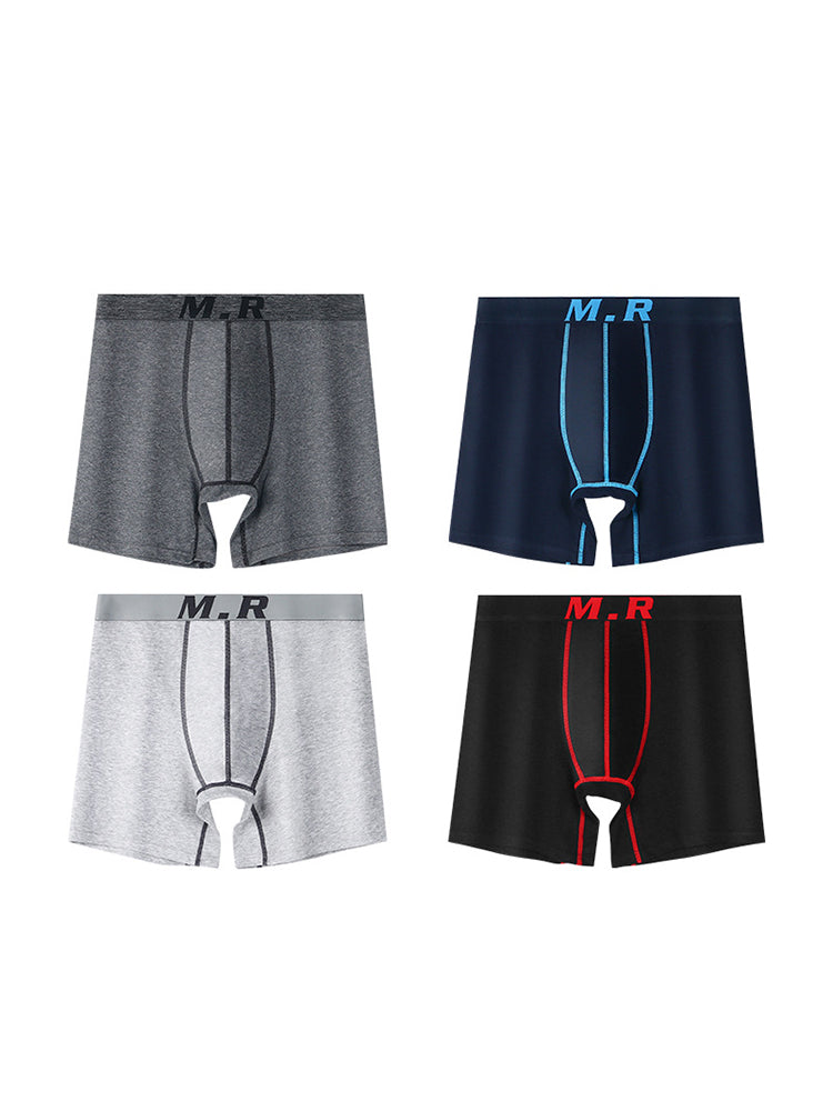 4 Pack Men's Comfortable Cotton Anti-Chafing High Elasticity Sports Boxer Briefs | dmunderwear variant image