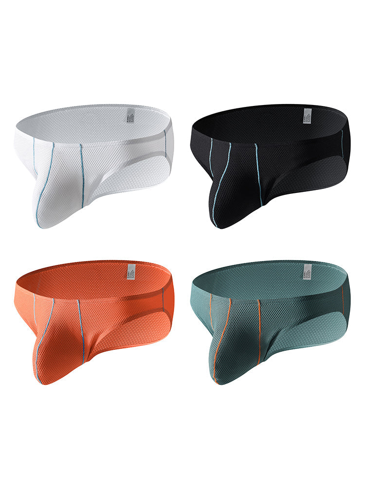 4 Pack Men's Low-Rise Textured Solid Briefs with Enhanced Pouch | dmunderwear variant image