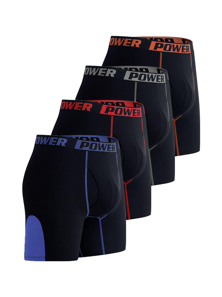 4 Pack Men's Comfy Waistband Workout Ready All-Season Boxer Briefs | dmunderwear variant image
