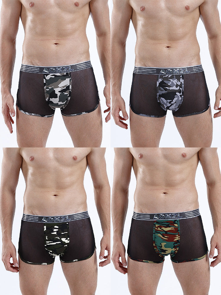 4-pack Men's Cotton Seamless Mesh Breathable Boxer Briefs | dmunderwear variant image
