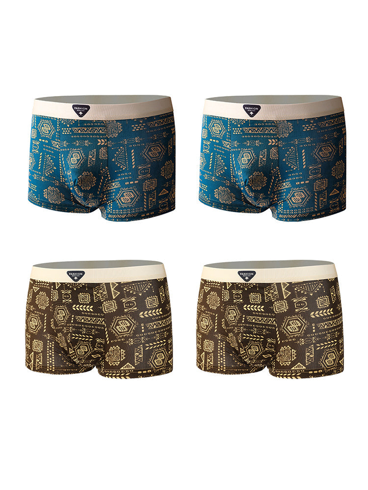 4 Pack Men's Ice Silk Antibacterial Breathable Seamless Comfort Trunks | dmunderwear detail image 16