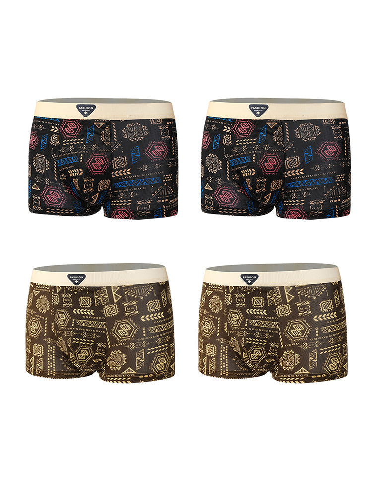 4 Pack Men's Ice Silk Antibacterial Breathable Seamless Comfort Trunks | dmunderwear detail image 19