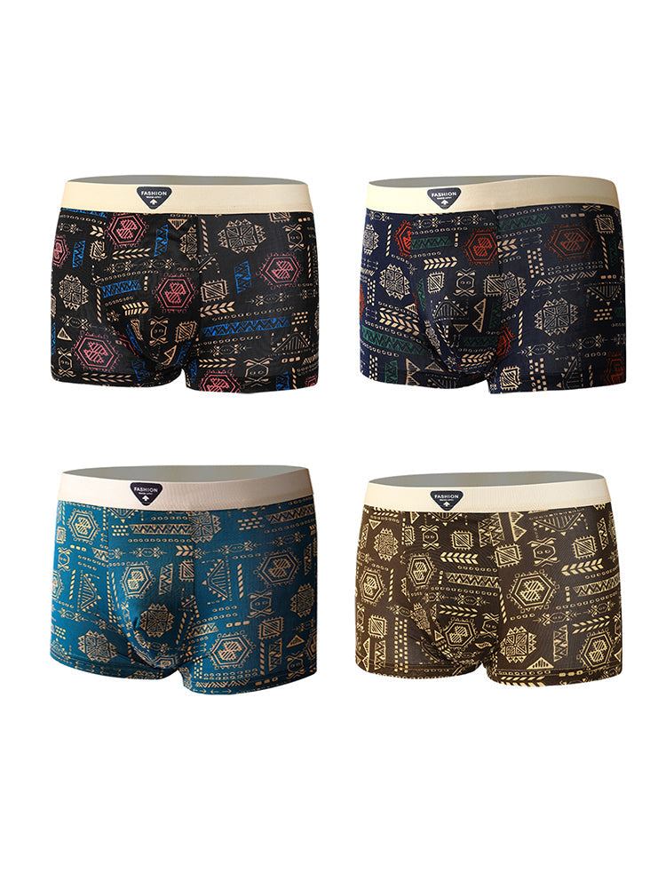 4 Pack Men's Ice Silk Antibacterial Breathable Seamless Comfort Trunks | dmunderwear variant image