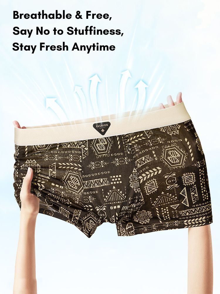 4 Pack Men's Ice Silk Antibacterial Breathable Seamless Comfort Trunks | dmunderwear detail image 3