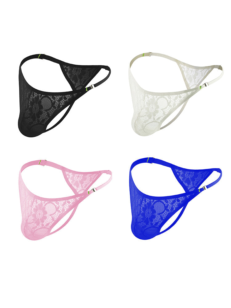4-pack Men's Lace Side Buttoned Thongs | dmunderwear variant image