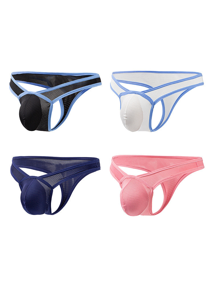 4 Pack Men's Low-Rise Breathable Mesh Lightweight Sexy Thongs | dmunderwear variant image