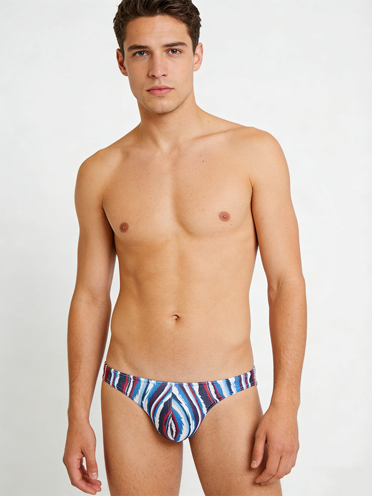 4 Pack Men's Low-Rise Printed U-Pouch Mesh for Breathability Briefs | dmunderwear detail image 1