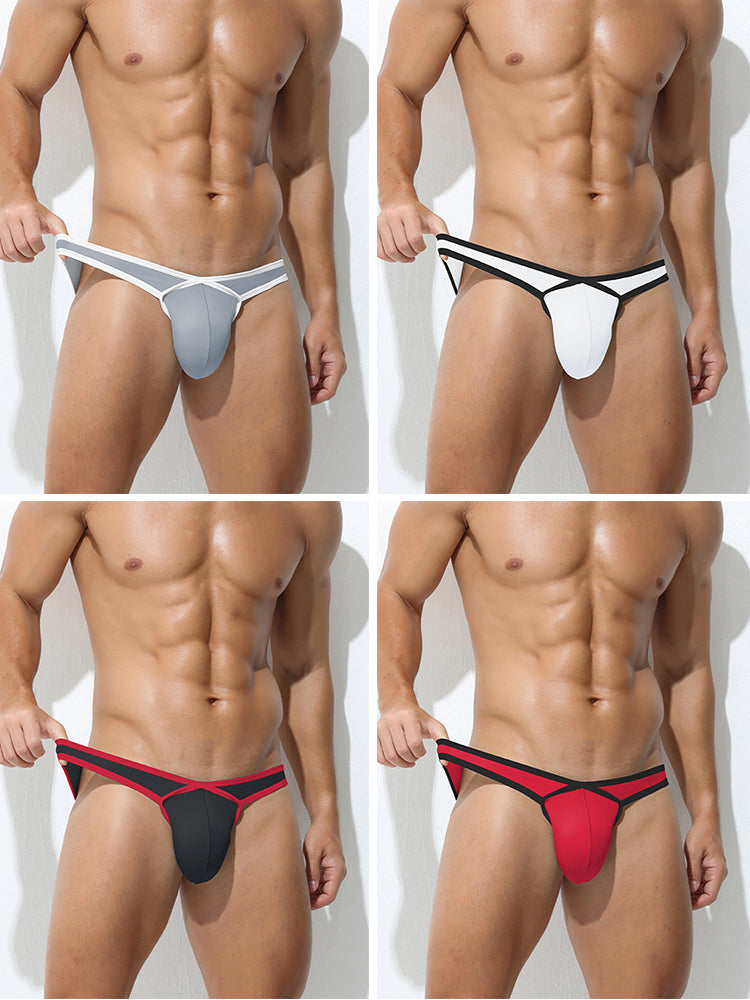 4 Pack Men's Low-Rise Sexy Narrow-Band Cooling U-Convex Breathable Comfortable Thong | dmunderwear variant image