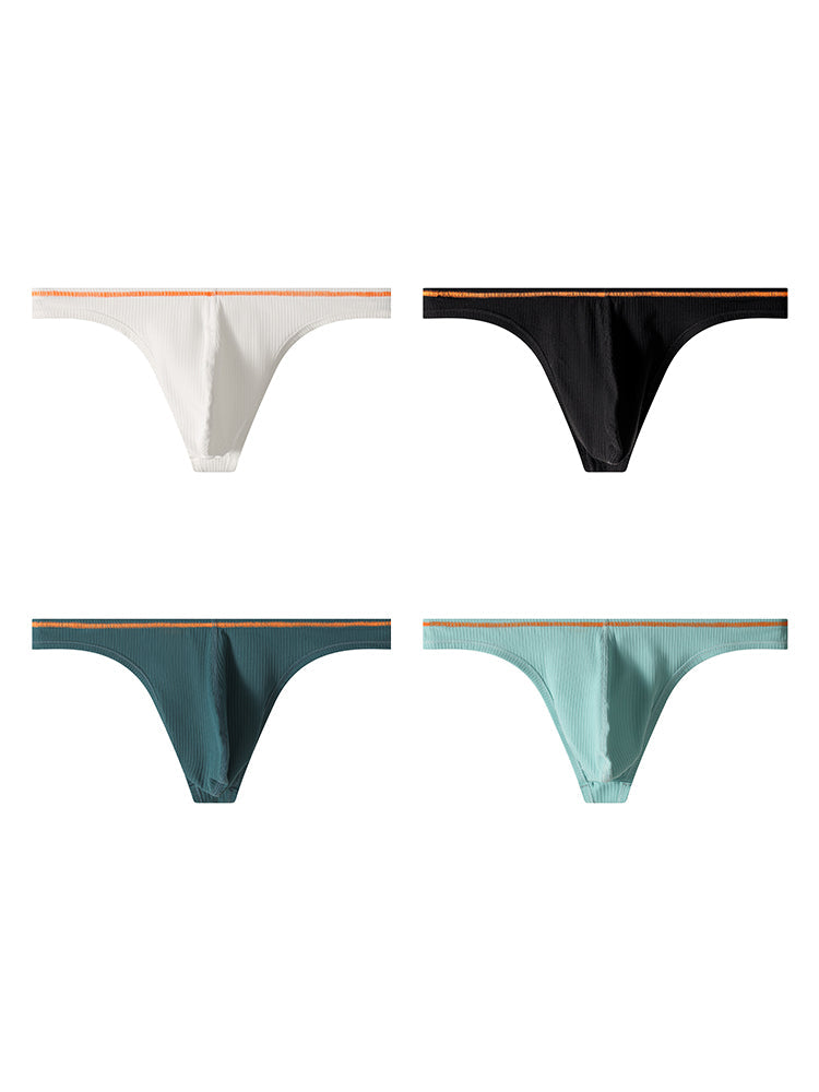4 Pack Men's Low-Rise Solid Thongs with Reinforced Edging | dmunderwear detail image 11