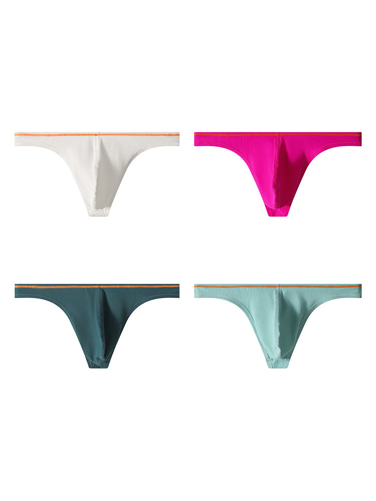 4 Pack Men's Low-Rise Solid Thongs with Reinforced Edging | dmunderwear detail image 15