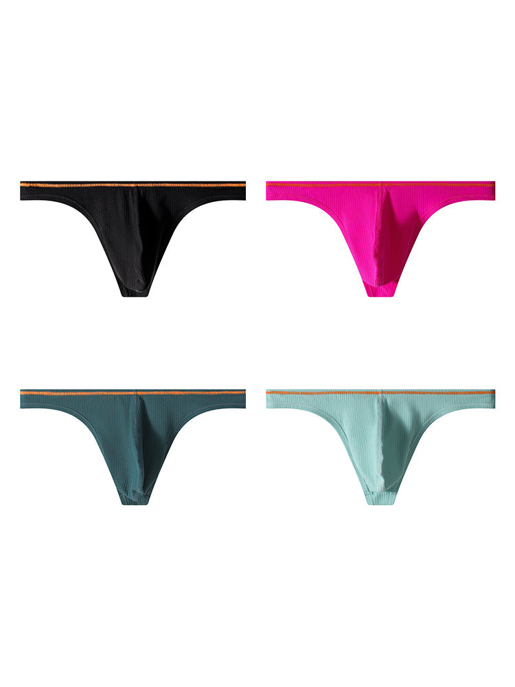 4 Pack Men's Low-Rise Solid Thongs with Reinforced Edging | dmunderwear detail image 16
