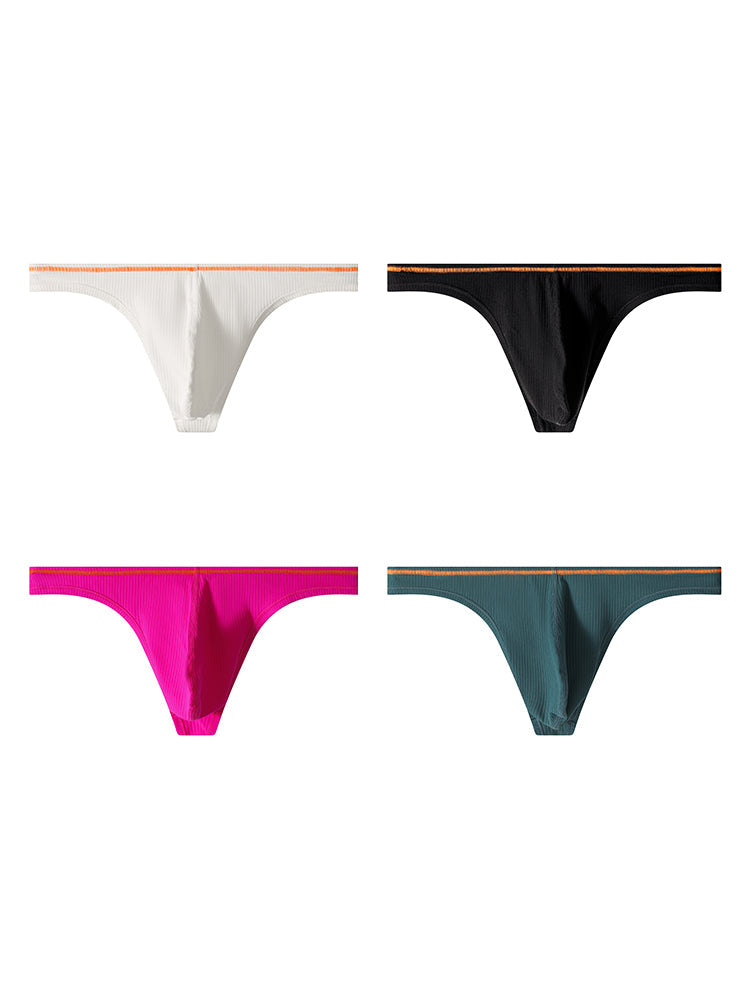 4 Pack Men's Low-Rise Solid Thongs with Reinforced Edging | dmunderwear variant image