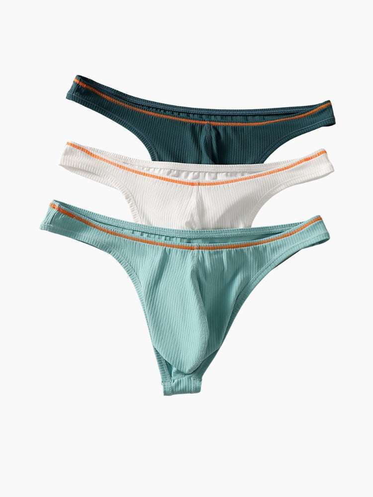 4 Pack Men's Low-Rise Solid Thongs with Reinforced Edging | dmunderwear detail image 5