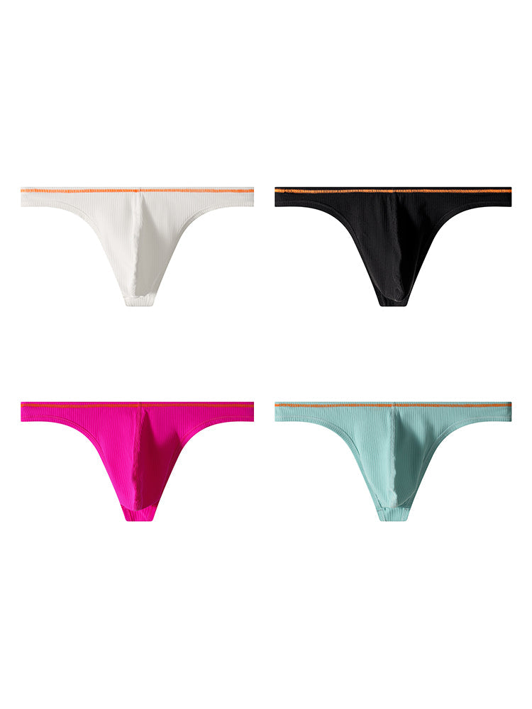 4 Pack Men's Low-Rise Solid Thongs with Reinforced Edging | dmunderwear detail image 7