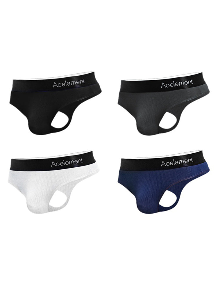 4 Pack Men's Low-Rise Stretchy U-Pouch Thongs | dmunderwear variant image