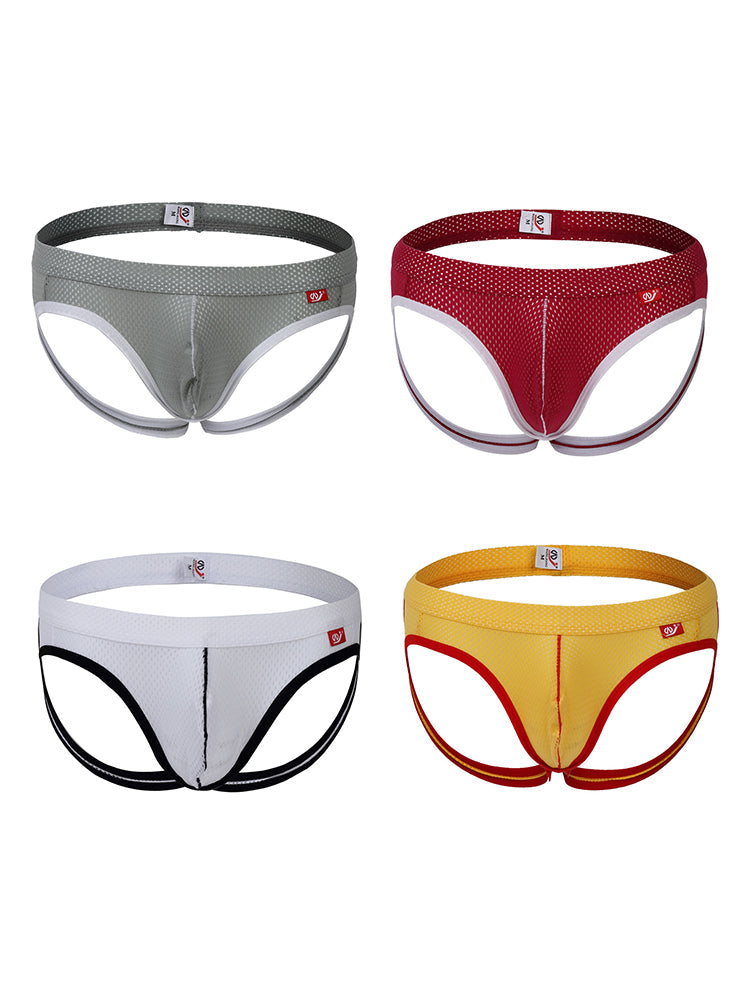 4 Pack Men's Low Waist Sexy Breathable Butt Lifting Stylish Comfortable Jockstrap | dmunderwear variant image