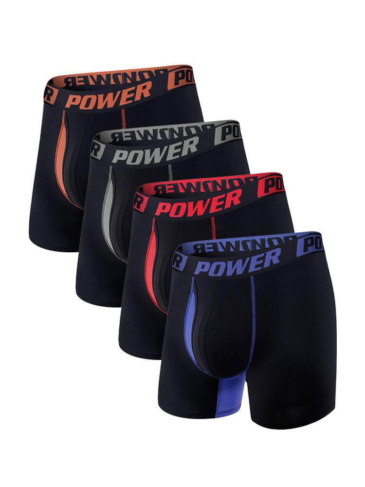 4 Pack Men's Mid-Rise Color Block Mesh Breathable Boxer Briefs | dmunderwear variant image