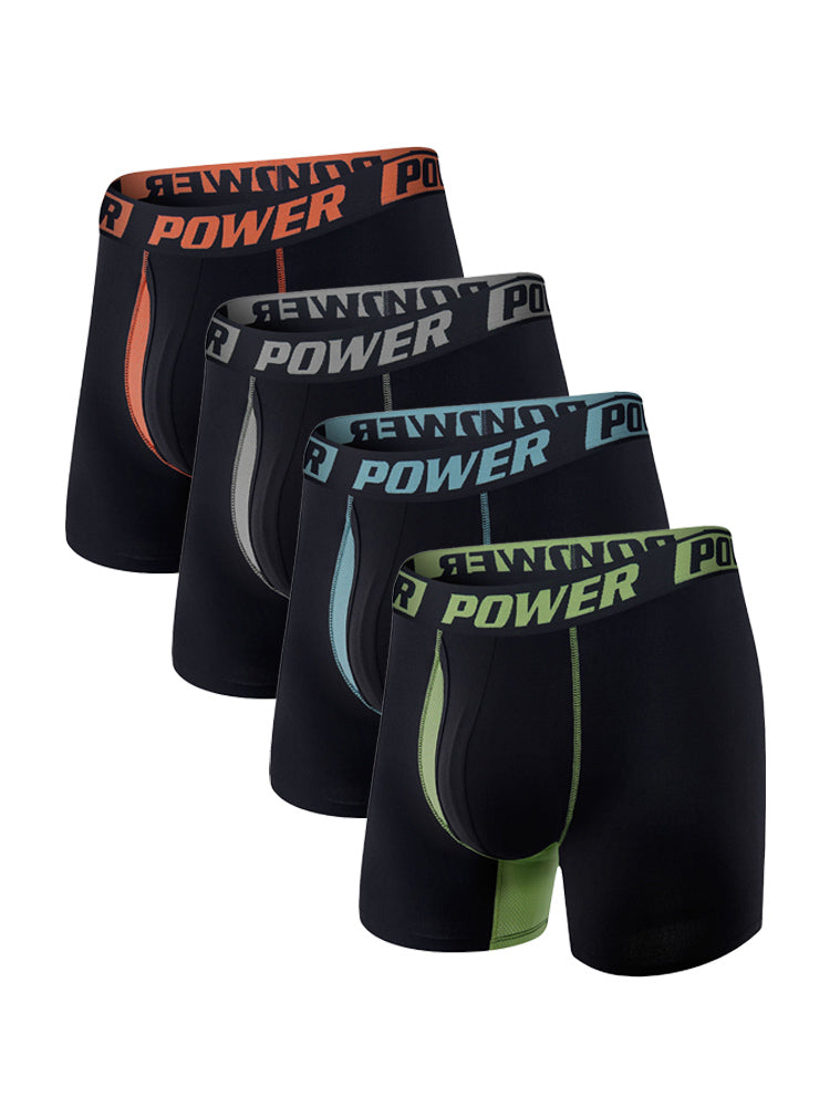 4 Pack Men's Mid-Rise Color Block Mesh Breathable Boxer Briefs | dmunderwear detail image 7