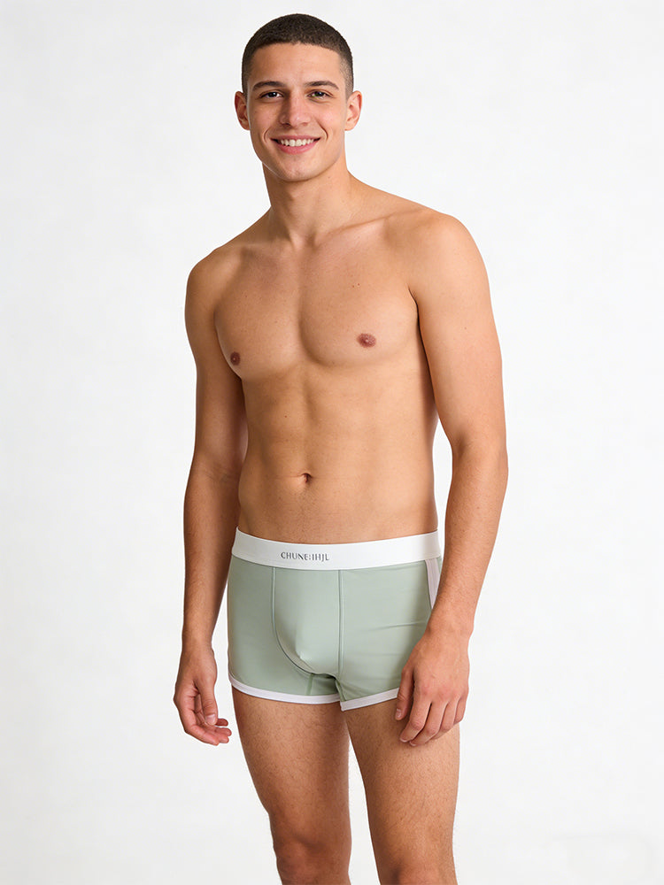 4 Pack Men's Mid-Rise Solid Color Stretch Fit Breathable Trunks | dmunderwear detail image 1