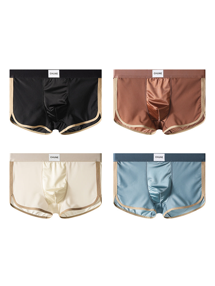 4 Pack Men's Seamless Comfort Second-Skin Feel Antibacterial Pouch Trunks | dmunderwear variant image