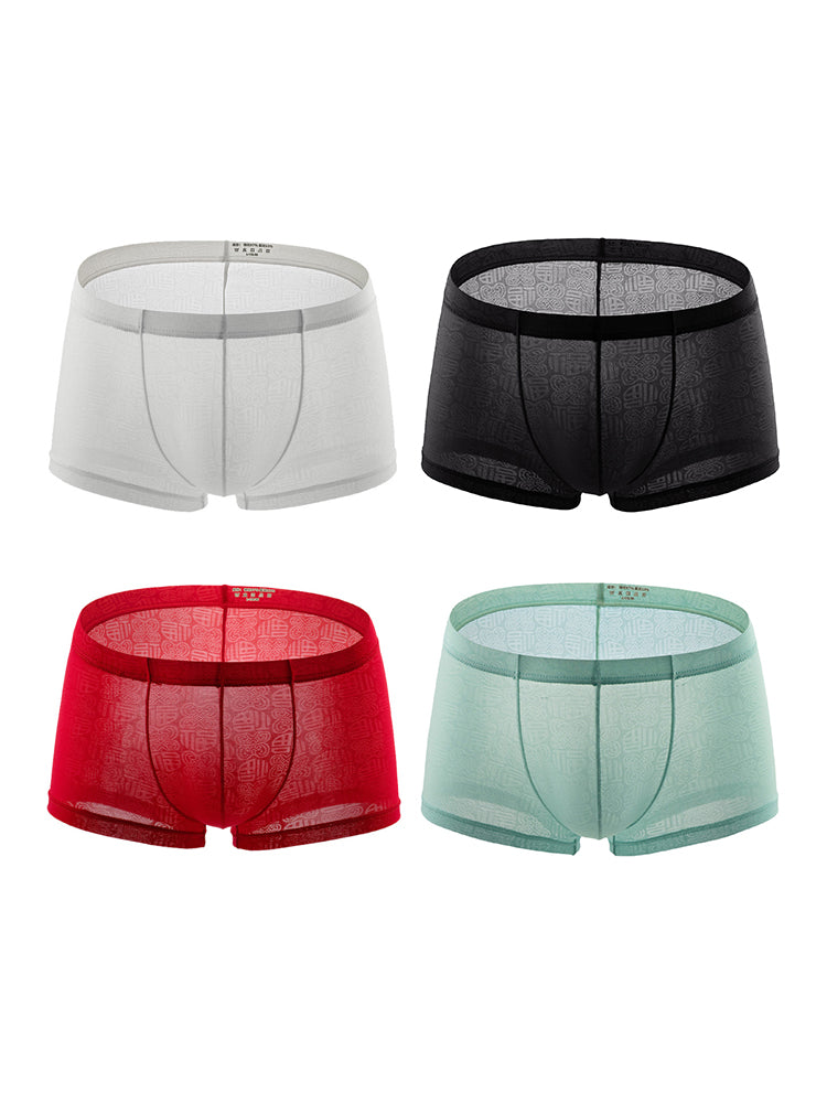 4 Pack Men's Sexy Breathable Jacquard Trunks | dmunderwear variant image