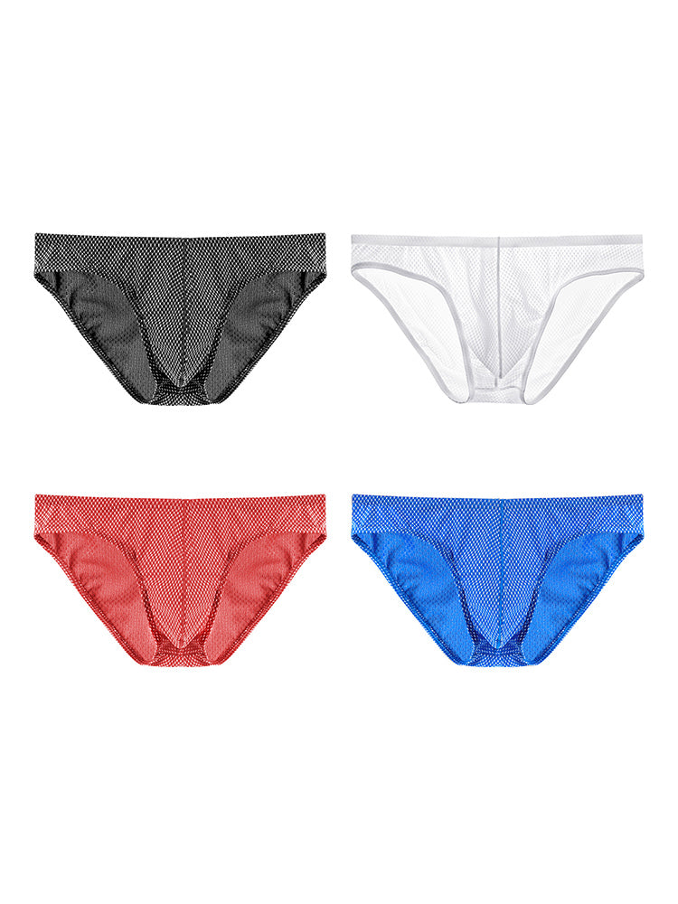 4 Pack Men's Sexy Solid Color Low-Rise Stretch Fit Breathable Briefs | dmunderwear variant image